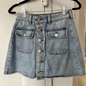 PacSun Button Jean Skirt Light Wash